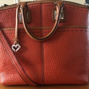 Brighton Archer Squared Satchel Handbag in Orange-EUC